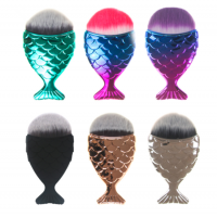 New arrive high quality lovely single fish shape foundation brush mermaid makeup brush