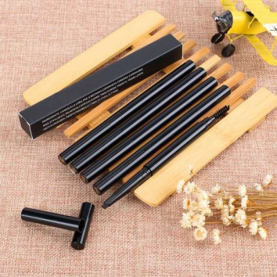 Wholesale eye brow cosmetic permanent micro thin cruelty free eyebrow pencil private label custom with brush