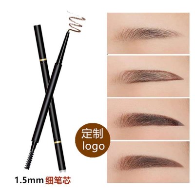 Custom label eye brow high quality double-head eyebrow pencil cosmetic waterproof automatic with brush