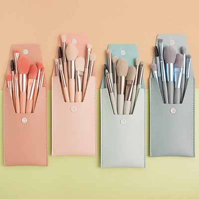 Wholesale eco friendly portable make up brush very soft silicon handle 8pcs makeup brushes set with packge